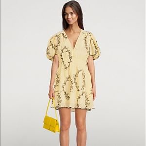 Ganni Yellow Floral Mini Dress
